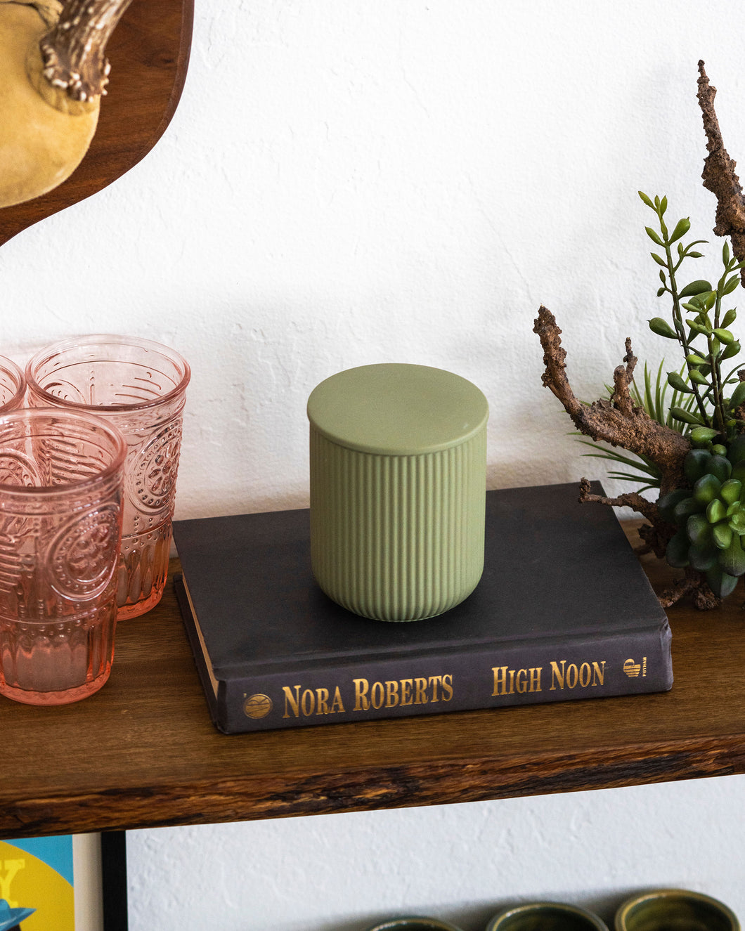 RETRO SAGE Ceramic & Candle Set