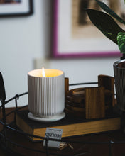 Load image into Gallery viewer, FLUTED WHITE Ceramic &amp; Candle Set
